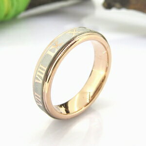 ピンキーリング タングステン 4mm幅 ローマ数字 リング ピンクゴールド 5号 7号 9号 11号 13号 15号 17号 19号 21号 ジュエリー アクセ...