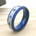 リング タングステン 6mm幅 クロス 刻印 ブルー 7号 9号 11号 13号 15号 17号 19号 21号 23号 送料無料 ジュエリー アクセサリー 指...