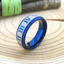 リング タングステン 6mm幅 ローマ数字 ブルー 7号 9号 11号 13号 15号 17号 19号 21号 23号 送料無料 ジュエリー アクセサリー 指輪...