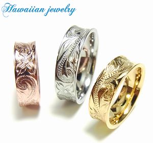ハワイアン ジュエリー リング ステンレス 送料無料 24KGP シルバー イエローゴールド ピンクゴールド ペア アクセサリー 7号 9号 11号 13号 1...