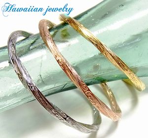 ハワイアン ジュエリー バングル ステンレス 送料無料 シルバー ピンクゴールド イエローゴールド ペア アクセサリー レディース メンズ ギフト プレゼント