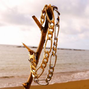 ハワイアン ジュエリー ステンレス ブレスレット 送料無料 イエローゴールド シルバー フィガロ スクロール ペア アクセサリー レディース メンズ ギフト プ...