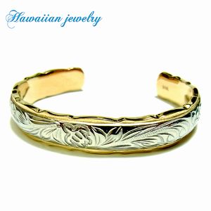 ハワイアン ジュエリー バングル ステンレス 送料無料 イエローゴールド ペア アクセサリー レディース メンズ ギフト プレゼント