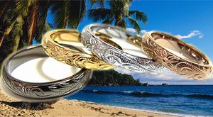 ハワイアン ジュエリー ステンレス リング 送料無料 ピンクゴールド シルバー ブラック イエローゴールド ペア アクセサリー 指輪 レディース メンズ ギフト プレゼント