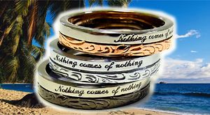 ハワイアン ジュエリー ステンレス リング 送料無料 ピンクゴールド シルバー ブラック ペア アクセサリー 7号 9号 11号 13号 15号 17号 19号...