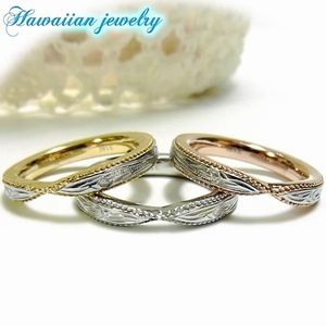 ハワイアン ジュエリー ステンレス リング 送料無料 イエローゴールド ピンクゴールド 7号 9号 11号 13号 15号 17号 19号 マリッジ 結婚指輪 ...