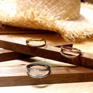 ハワイアン ジュエリー リング ステンレス 送料無料 K14 イエローゴールド ピンクゴールド シルバー 2連 スクロール ペア アクセサリー 5号 7号 9号...