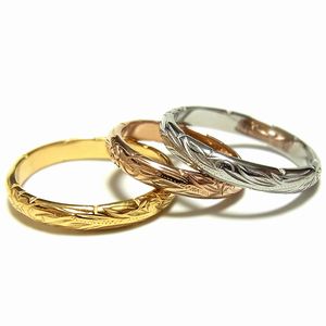ハワイアン ジュエリー ステンレス リング K14 シルバー イエローゴールド ピンクゴールド アクセサリー 7号 9号 11号 13号 15号 17号 19号...