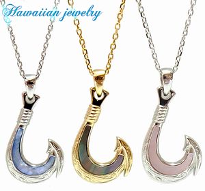 ハワイアン ジュエリー ネックレス ステンレス 送料無料 フィッシュフック 釣り針 シェル ペンダント シルバー イエローゴールド ピンクゴールド ペア アクセ...