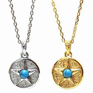 ハワイアン ジュエリー ネックレス ステンレス 送料無料 ターコイズ シルバー イエローゴールド 星 スター コイン ペンダント K14 ペア アクセサリー レ...