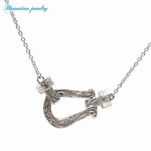 ハワイアン ジュエリー ネックレス 送料無料 ステンレス ホースシュー 馬蹄 シルバー ペンダント ペア アクセサリー レディース メンズ ギフト プレゼント