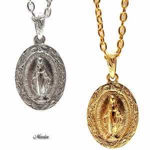 ハワイアン ジュエリー ネックレス 送料無料 ステンレス マリア シルバー イエローゴールド ペンダント K14 ペア アクセサリー レディース メンズ ギフト...