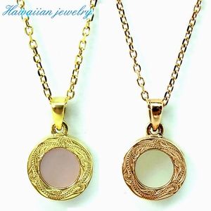 ハワイアン ジュエリー ネックレス ステンレス 送料無料 メダル シェル K14 ペンダント シルバー イエローゴールド ピンクゴールド ペア アクセサリー レ...