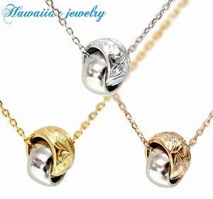 ハワイアン ジュエリー ネックレス ステンレス 送料無料 プルメリア スクロール ホヌ ペンダント シルバー イエローゴールド ピンクゴールド ペア アクセサリ...