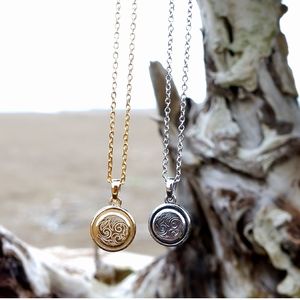 ハワイアン ジュエリー ネックレス ステンレス 送料無料 スクロール コイン 波 ペンダント イエローゴールド シルバー ペア アクセサリー レディース メンズ...