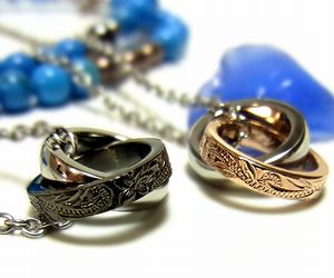 ハワイアン ジュエリー ネックレス ステンレス 送料無料 ダブルリング プルメリア スクロール ホヌ ペンダント ペア アクセサリー レディース メンズ ギフト...