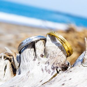 ハワイアン ジュエリー ステンレス リング クロス スクロール 波 プルメリア 花 シルバー イエローゴールド ピンクゴールド アクセサリー 7号 9号 11号...