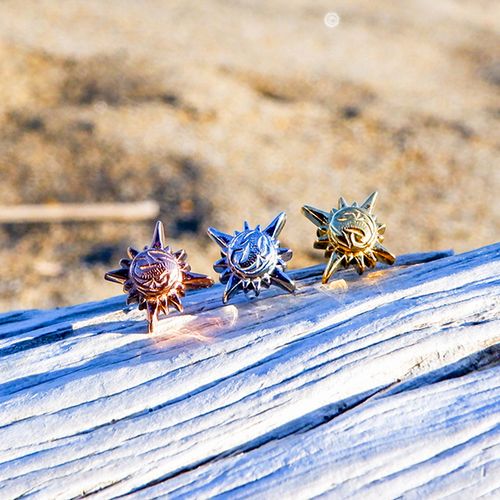 ハワイアン ジュエリー ピアス ステンレス 片耳用 太陽 スクロール 波 シルバー イエローゴールド ピンクゴールド ペア アクセサリー レディース メンズ ギ...