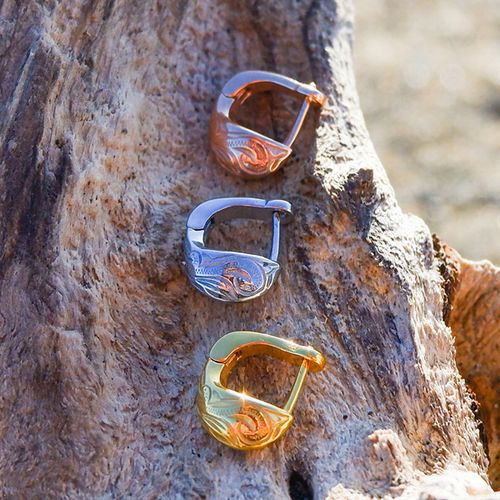 ハワイアン ジュエリー ピアス ステンレス 片耳用 スクロール フープ シルバー イエローゴールド ピンクゴールド ペア アクセサリー レディース メンズ ギフ...