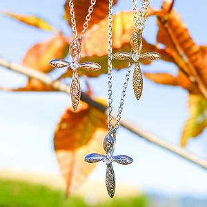 ハワイアン ジュエリー ネックレス ステンレス 送料無料 クロス イエローゴールド ピンクゴールド シルバー ペア アクセサリー レディース メンズ ギフト プ...