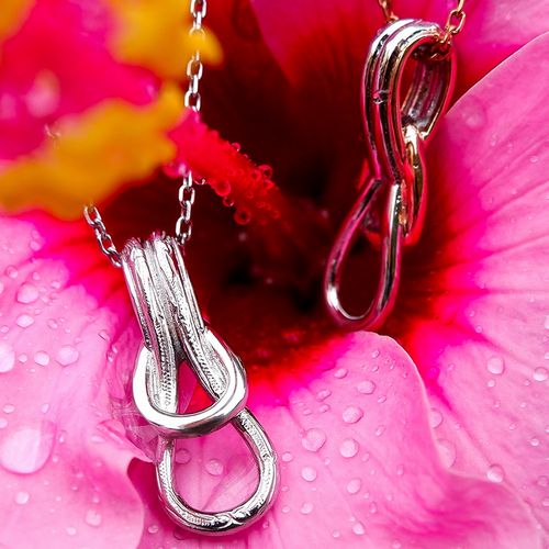 ハワイアン ジュエリー ネックレス ステンレス 送料無料 スクロール 波 シルバー イエローゴールド ピンクゴールド ペア アクセサリー レディース メンズ ギ...