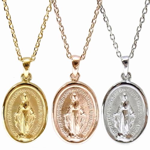ジュエリー ネックレス ステンレス 送料無料 マリアネックレス メダル コイン シルバー イエローゴールド ピンクゴールド ペア アクセサリー レディース メン...