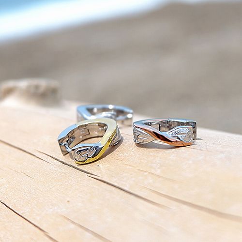 ハワイアン ジュエリー ピアス ステンレス シルバー イエローゴールド ピンクゴールド フープ ペア アクセサリー レディース メンズ ギフト プレゼント