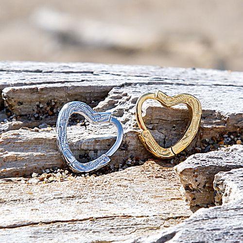 ハワイアン ジュエリー ピアス ステンレス シルバー イエローゴールド フープ ハート スクロール 片耳用 アクセサリー レディース メンズ ギフト プレゼント