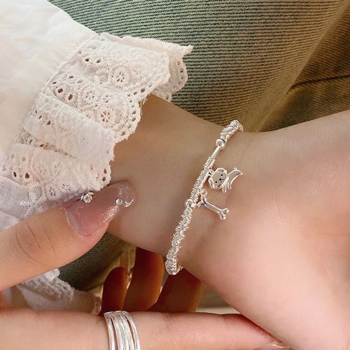 S925 silver925 シルバー925 銀925 ブレスレット 送料無料 子犬 骨 アニマル ビーズ シルバーアクセサリー ジュエリー アクセサリー