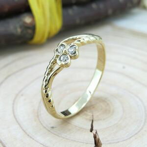 ピンキーリング クリスタル ゴールド 送料無料 ジュエリー アクセサリー 指輪 リング 1号 3号 5号 7号 8号 10号 12号 14号 16号 三つ葉 レ...