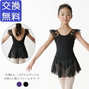 バレエ レオタード キッズ 子供【Ballet-i】バレエレオタード スカートつき スカート付き レース 花柄 刺繍 エレガンス シフォン 綿/コットン ジュニア 子ども 半袖 フレンチ袖 新体操 練習 レッスン 黒/ブラック/紫/パープル 110 120 130 140 送料無料