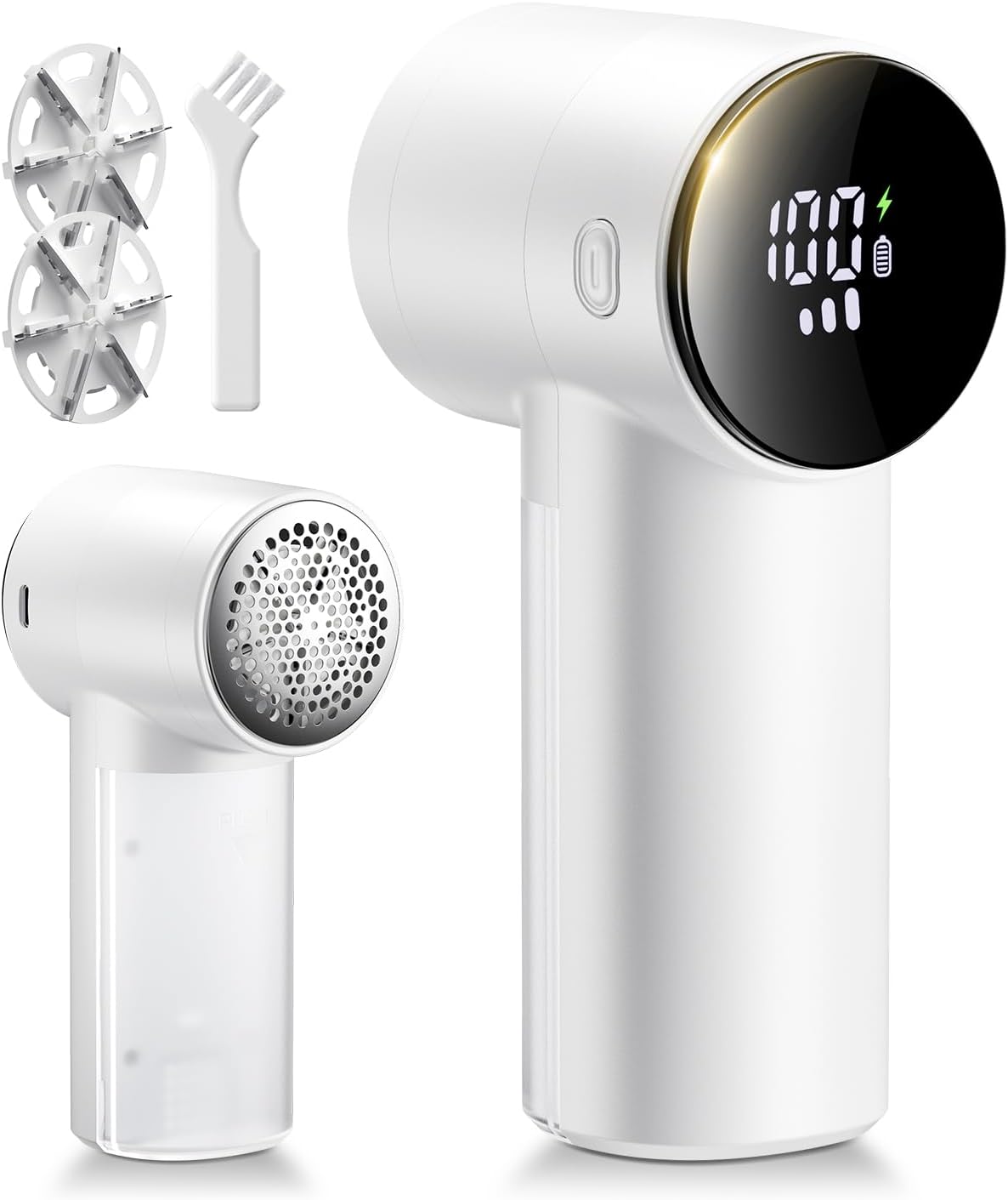 【アップグレード版・大型6枚刃】毛玉取り 電動 けだまとり 毛玉クリーナー 液晶ディスプレイ付き 3段階調整 強力6枚刃 毛玉カッター Type-C充電式 安全装置 持ちやすい 軽量 旅行 自宅用 家庭用 替え刃1枚付属 毛玉取り器 靴下 寝具 カーペット ギフト 日本語取扱説明書付き