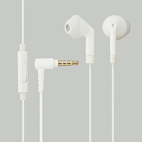 ELECOM EHP-MAWH White Stereo Headphones with Microphone, Medium Size (EHPF10IMAWH)