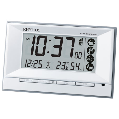 RHYTHM リズム 8RZ207SR03 白 電波目覚まし時計 8RZ207SR03
