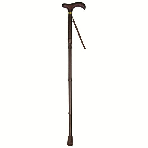 島製作所 折りたたみコンパクトステッキ ブラウン 長さ 70〜80cm 5段階 折りたたみ時 24cm