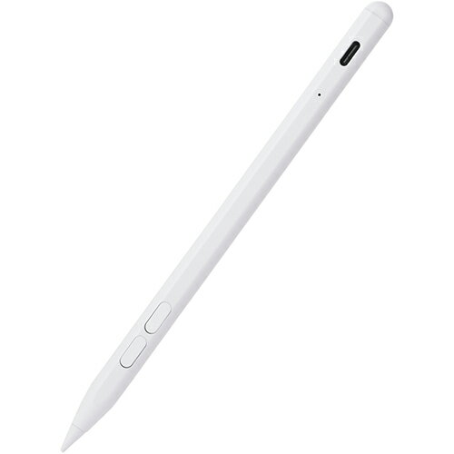 エレコム(ELECOM) P-TPACSTAP14WH ホワイト iPadタッチペン Goodnotesアプリ対応 ショートカットボタン 戻す 消す USB Type-C急速充電 傾き検知