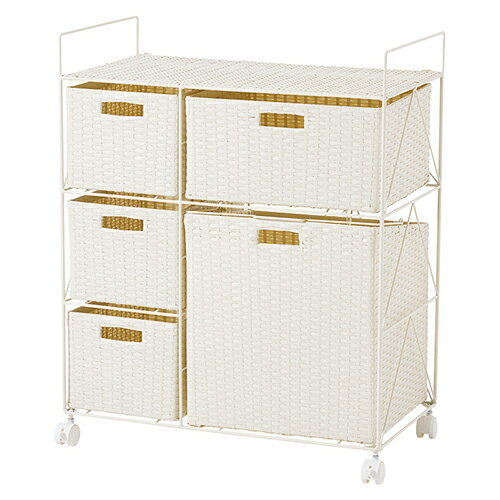 ↑↑↑正確な在庫状況は上記バナー「在庫状況を確認する」をクリックして頂き、必ずご確認ください。&nbsp;&nbsp;■組立式■すっきりとした見た目のラタン調ランドリー収納■大きなかごは前に傾く設計で洗濯物の出し入れがしやすく、持ち運びにも便利な取っ手付き■キャスター付成分材質：フレーム：スチール、引出：ポリエチレンサイズ：(約)幅65×奥行35×高さ80cm　