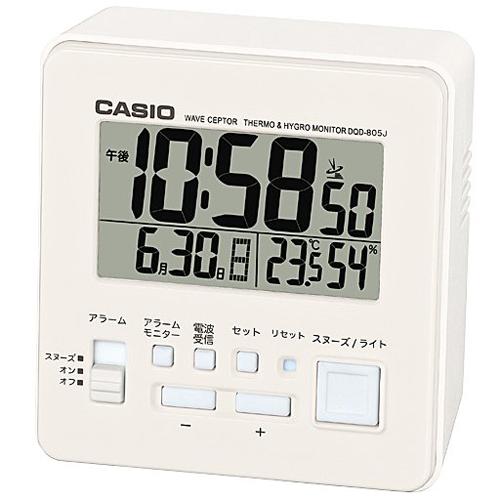 CASIO カシオ DQD-805J-7JF ホワイト 電波目覚まし時計 温湿度計付き DQD805J7JF
