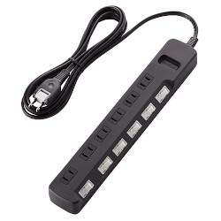 エレコム ELECOM T-K5A-2625BK ブラック 雷ガードタップ 個別スイッチ付 延長コード 2ピン 6個口 2.5m ..
