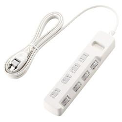 エレコム ELECOM T-E6A-2430WH ホワイト 省エネタップ ほこり防止シャッター付 延長コード 2ピン 4個口 3m TE6A2430WH