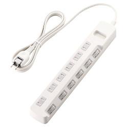 エレコム ELECOM T-E6A-2620WH ホワイト 省エネタップ ほこり防止シャッター付 延長コード 2ピン 6個口 2m TE6A2620WH