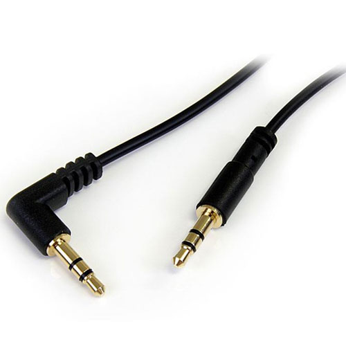 StarTech スターテック MU1MMSRA(ブラック) 片側L型 スリム3.5mmステレオミニプラグオーディオケーブル 30cm MU1MMSRA