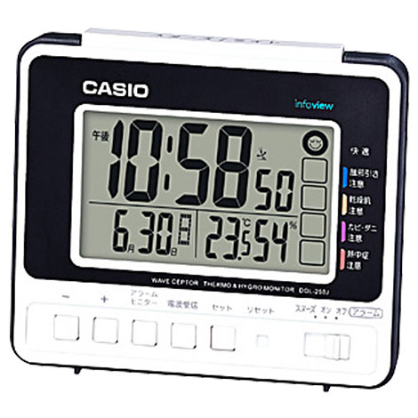 CASIO カシオ DQL-250J-7JF 電波目覚まし時計 DQL250J7JFポータブル 熱中症対策 アウトドア 外出 気温 湿度 散歩 日焼け 太陽