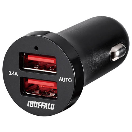 バッファロー BUFFALO BSMPS3402P2TBK ブラック 3.4A シガーソケット用USB急速充電器 2ポートタイプ BSMPS3402P2TB