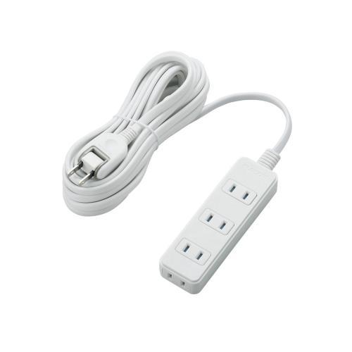 4 Holes - エレコム ELECOM T-KST02-22450WH ホワイト ほこり防止/雷ガード付タップ 延長コード 2ピン 4個口 5m TKST0222450WH