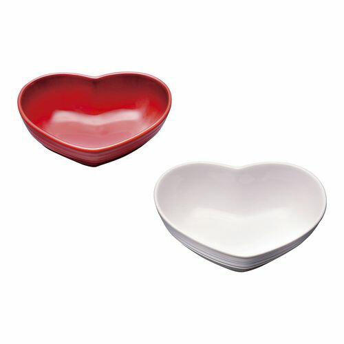 ル・クルーゼ LE CREUSET ハート・ディッシュS 2個入 チェリーレッド&ホワイトL RLK ...