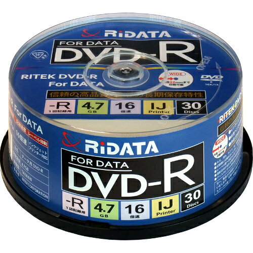 ライテック D-R16X47G.PW30SP B データ用 DVD-R 4.7GB 一回記録 プリンタブル 16倍速 30枚 DR16X47GPW30S