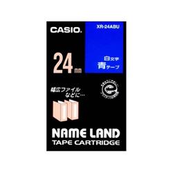 樂天商城 - CASIO カシオ XR-24ABU ネームランド 白文字テープ 青/白文字 24mm XR24ABU