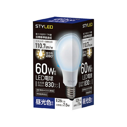 STYLED(X^Ch) SDA60TD1 LEDd ʓd`(F) E26 60W` 830lm