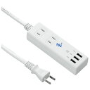 ヤザワ VFC34A2AC3U(白) 国内海外兼用2AC3USB3.4A 2個口(上挿し) 1m VFC34A2AC3U(3)